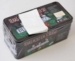 Texas póker szett, fém dobozban, bontatlan csomagolásban, 24×11,5×11 cm