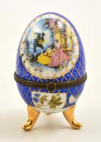 Limoges porcelán tojás fém szerelékkel, matricás, jelzett, kis kopásokkal, m: 9,5 cm