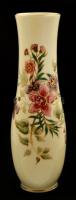 Zsolnay virágmintás porcelán váza, kézzel festett, jelzett, hibátlan, m: 25 cm
