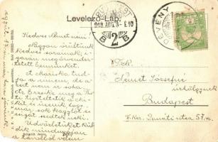 1908 Dévény, Theben a. d. Donau, Devín (Pozsony, Bratislava); Árpád szobor a dévényi vár romjainál, ...