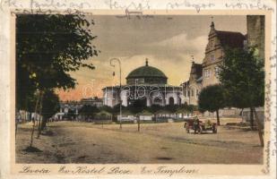 Lőcse, Levoca; Evangélikus templom, piaci bódák / church, automobile, market booth  (Rb)