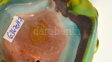 Zsolnay eozin mázas kislány, jelzett, kis kopásokkal, m: 8 cm