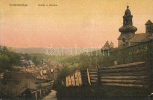 Selmecbánya, Schemnitz, Banská Stiavnica; Kilátás a városra. Joerges kiadása 1905 / general view (szakadás / tear)