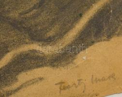 Feszty Masa (1895-1979): Dombos erdős táj. Szén, papír, szakadásokkal, 28×37 cm