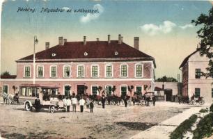 Párkány, Stúrovó, Gockern; vasútállomás autóbusszal / Bahnhof / railway station with autobus (szakadás / tear)