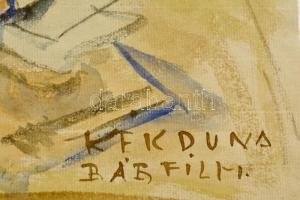 Pán Artúr (1894-?): Kék Duna bábfilm. Akvarell, papír, jelzett,  31×48 cm