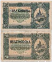 1920. 20K (2xklf) egyiknél sorszámok között pont T:III,III-