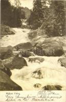 1909 Tátra, Magas Tátra, Tatry; Tarpataki alsó vízesés / waterfall.M. T. és F. I. Koch Willy kiadása