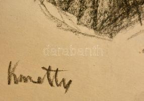 Kmetty jelzéssel: Vázlatrajz. Szén, papír, 30×21 cm