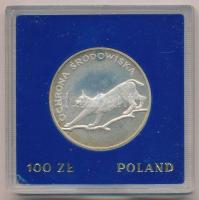 Lengyelország 1979MW 100Zl Ag Hiúz eredeti műanyag tokban T:1 (eredetileg PP) Poland 1979MW 100 Zlotych Ag Lynx in original plastic case C:UNC (originally PP) Krause Y#104