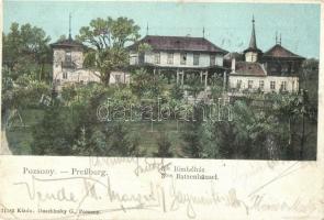 1909 Pozsony, Pressburg, Bratislava; III. Bimbóház étterem, nyaraló, kert. Kiadja Duschinsky G. / 3tes Batzenhäusel / restaurant, villa, garden (b)