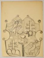 Szabó jelzéssel: Címer. Ceruza, papír, 39×30 cm
