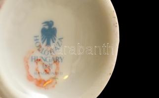 Hollóházi porcelán virágmintás kis váza, kézzel festett, jelzett, hibátlan, m: 13 cm