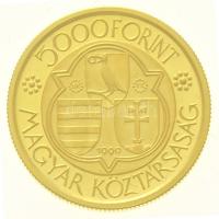 1990. 5000Ft Au "Mátyás király" dísztokban (6,98g/0.986) T:PP enyhe felületi k.
Hungary 1...