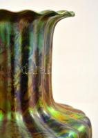 Zsolnay eozin mázas díszváza, formába préselt porcelánfajansz, jelzett (pajzs), pereménél restaurált...