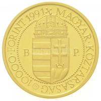 1991. 10.000Ft Au "II. János Pál pápa látogatása" tanúsítvánnyal, tokban (7g/0.986) T:PP H...