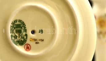 Zsolnay pillangómintás porcelán gyertyatartó, 2 db, kézzel festett, jelzett, hibátlan, m: 13 cm