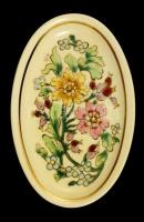 Zsolnay virágmintás porcelán tálka, kézzel festett, jelzett, hibátlan, 11,5×7 cm