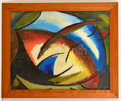 MT jelzéssel: Kompozíció. Akvarell, karton, plexi keretben, 39×49 cm