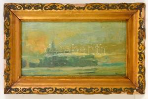 Tornyai jelzéssel: Táj. Olaj, karton, üvegezett keretben, 21×40 cm