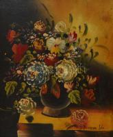 Benczúr jelzéssel: Virágcsendélet. Olaj, karton, üvegezett keretben, 23×19 cm