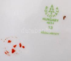 Hollóházi virágmintás porcelán fedeles váza, kézzel festett, jelzett, hibátlan, m: 38 cm