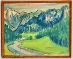 Boromisza jelzéssel: Hegycsúcsok. Akvarell, papír, foltos, üvegezett keretben, 34×44 cm