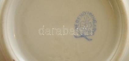 Herendi virágmintás porcelán mokkás csésze + alj, kézzel festett, jelzett, hibátlan, d: 7 és 11,5 cm