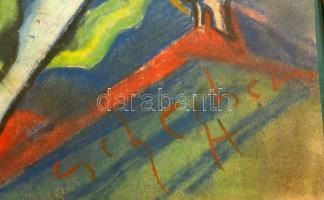 Scheiber jelzéssel: Koktélozó hölgy. Pasztell, papír, üvegezett keretben, 40×29 cm