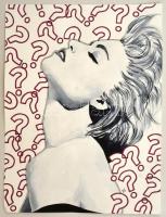 Kun Sarolta (1990- ): Madonna. Akvarell-tus, papír, jelzett, 40×30 cm