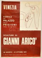 cca 1972 Gianni Arico (1941- ) olasz szobrász két kiállítási plakátja, az egyiken a művész dedikációjával, rajta szakadással, a szélén gyűrődéssel, 69x49 cm és 70x50 cm