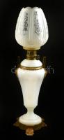 Ditmar Sohnen Brenner tejüveg petróleum lámpa, réz szerelékkel, sérült burával, jelzett, m:37 cm (65 cm)