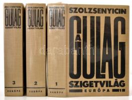 Szolzsenyicin, Alekszandr: A Gulag szigetvilág. Szépirodalmi tanulmánykísérlet. 1-3. köt. Bp., 1993, Európa. Kiadói egászvászonkötésben, műanyag védőborítóval, jó állapotban. Első teljes szövegkiadás.