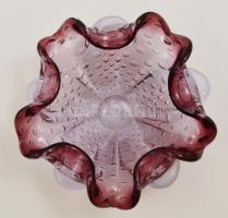 Muránói fújt buborék tálka, több rétegű, jelzés nélkül, hibátlan, d:19 cm, m:6 cm