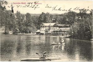 Szováta, Sovata; Medve-tó, csónakázók. Schuster Emil 43. 1912. / Lacul Ursu, rowing boats