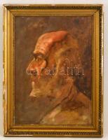 Mednyánszky jelzéssel: Férfi portré. Olaj, karton, foltos, sérült keretben, 50×36 cm
