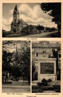 Komárom, Komárno; Radeczky huszárok emlékműve református és katolikus templomok / hussars statue, churches (Rb)