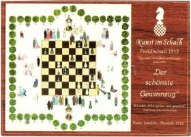 1990 Kinst im Schach Freiluftschach 1912. Der schönste Gewinnzug. Partie: Lawitzky - Marschall 1912 / Modern chess art postcard s: Helmut Lichtenegger