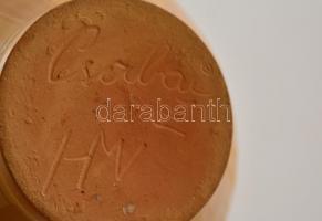 Csabai jelzéssel: Mázas, festett kerámia kancsó 30 cm