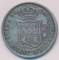 Spanyolország 1866. 40c Ag "II. Izabella" (5,06g) T:2-
Spain 1866. 40 Centimos Ag "I...