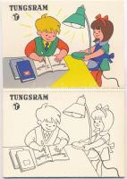 Tungsram kifestős képelap leporello saját papírtokban 8 db képeslappal / Tungsram coloring leporello...