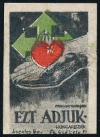 cca 1944 Programunkban ezt adjuk - Hungaristák. Nyilaskeresztes címke, sérült, 5x3,5 cm