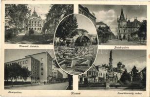 Kassa, Kosice; Nemzeti színház, Jakab palota, Szentháromság szobor, Postapalota / theatre, palace, Trinity statue, post palace