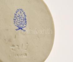 Herendi madár pár virágokkal. Kézzel festett, jelzett, minimális lepattanással. 10 cm