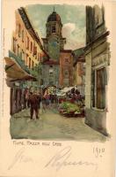 Fiume, Rijeka; 3 db Raoul Frank litho művészlap / 3 pre-1910 Raoul Frank litho art postcards