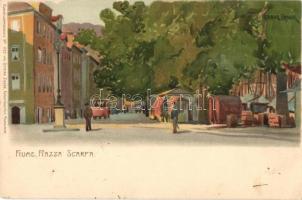 Fiume, Rijeka; 3 db Raoul Frank litho művészlap / 3 pre-1910 Raoul Frank litho art postcards