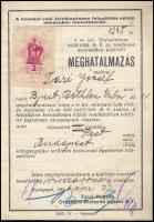 1936 Turul-Magyar Országos Biztosító Intézet Rt. közvetítő ügynökének igazolványa, fénykép nélkül, k...