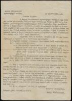 1942 Magyar Vöröskereszt egészségügyi osztályának gépelt levele levente részére, beérkezett fogászati pályázat ügyében