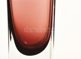 Muránói sommerso formába fújt váza, jelzés nélkül, kétrétegű,  hibátlan,m:23 cm