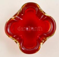 Muránói fújt tálka, több rétegű, jelzés nélkül, hibátlan, d:13 cm, m:6 cm